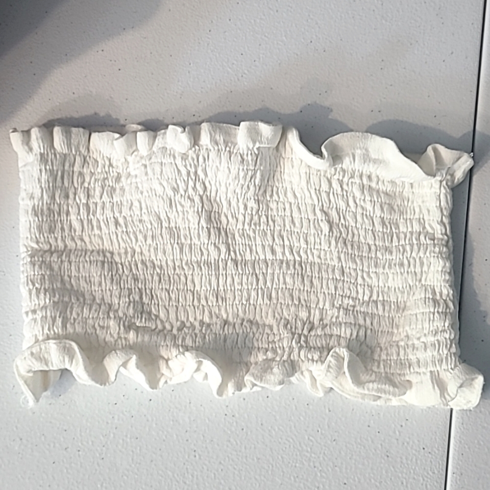 SHOWPO Smocked Bandeau Cropped Tube Top‎ White
